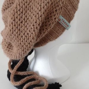 Bonnet laine de chameau - Point de mousse géant